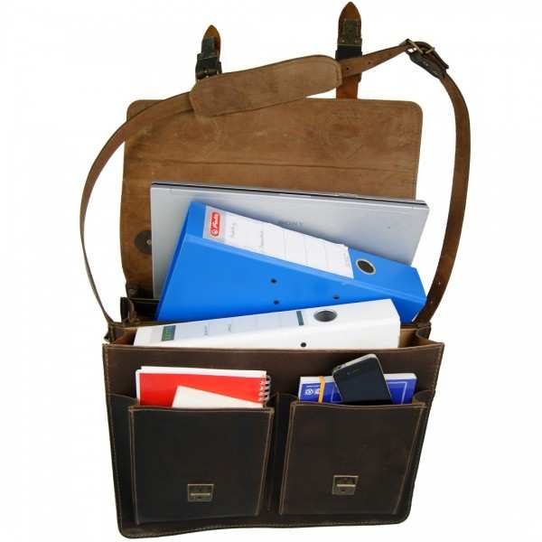 Große Herren Aktentasche Leder braun 3 Fächer 44 Große Herren Aktentasche Leder braun 3 Fächer 44