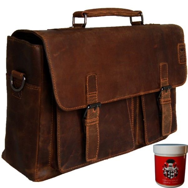 Braune Aktentasche BOUGAINVILLE aus Leder Braune Aktentasche BOUGAINVILLE aus Leder