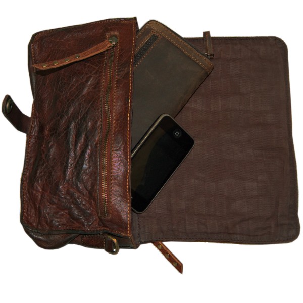 LandLeder Damen-Handtasche Schultertasche NEW YORK aus braunem Rindleder LandLeder Damen-Handtasche Schultertasche NEW YORK aus braunem Rindleder