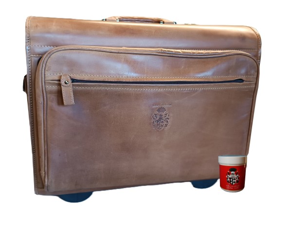 Pilotenkoffer WRIGHT aus braunem Leder - mit leichten Gebrauchsspuren Pilotenkoffer WRIGHT aus braunem Leder - mit leichten Gebrauchsspuren