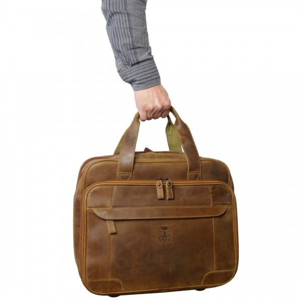 Brauner Businesstrolley aus Leder 690 Brauner Businesstrolley aus Leder 690