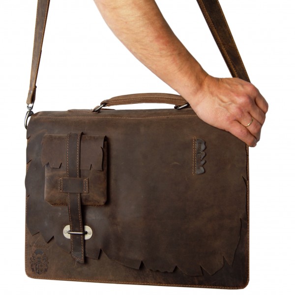 Western Aktentasche Leder braun Schultergurt 251 Western Aktentasche Leder braun Schultergurt 251