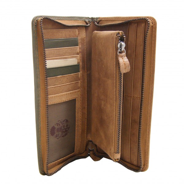 Langbörse Geldbörse BEISHEIM 2 aus oliv-braunem Leder Langbörse Geldbörse BEISHEIM 2 aus oliv-braunem Leder