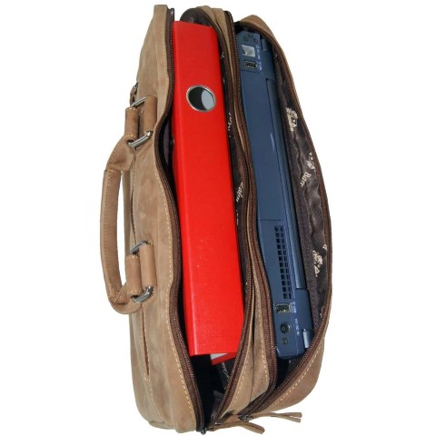 Laptoptasche 2-Fächern Leder