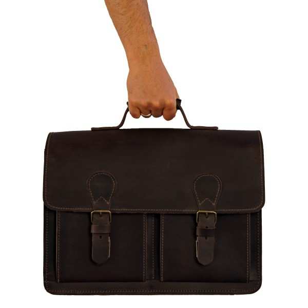 3-Fächer Schultasche 42 cm groß Leder braun 3-Fächer Schultasche 42 cm groß Leder braun