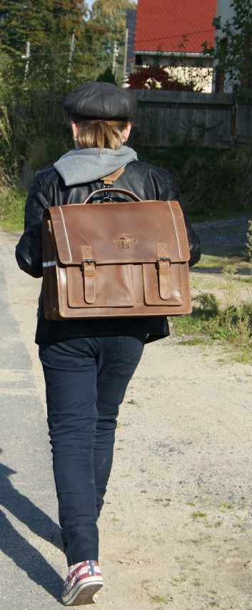 Schulranzen Aktentasche Leder braun