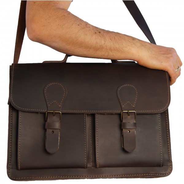 2-Fächer Schultasche 40 cm aus Leder 2-Fächer Schultasche 40 cm aus Leder