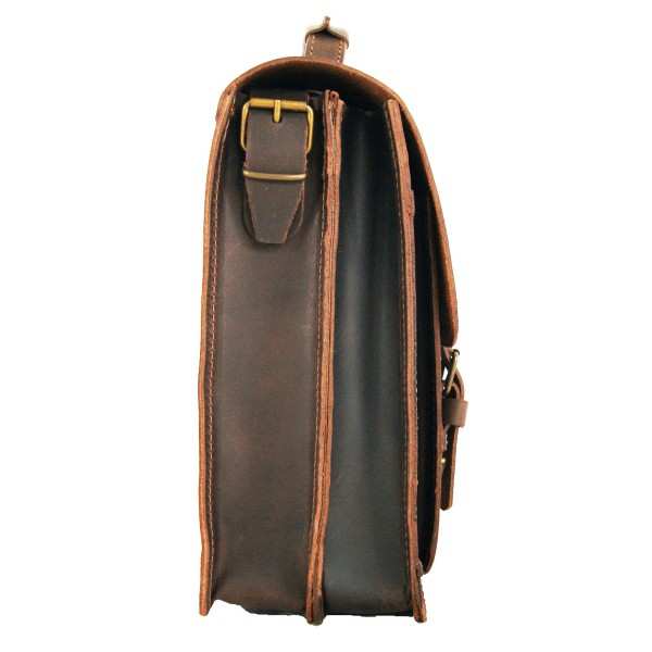 Akten Schultertasche aus braunem Bio-Leder Akten Schultertasche aus braunem Bio-Leder