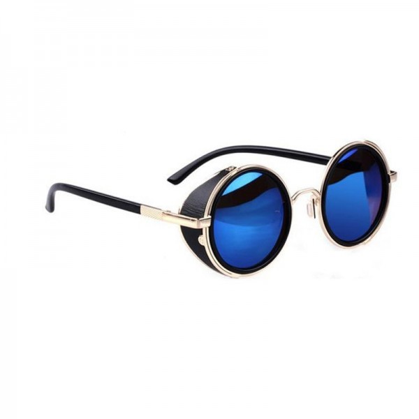 Sonnenbrille mit goldenem Gestell und blauen Gläsern für Herren Sonnenbrille mit goldenem Gestell und blauen Gläsern für Herren