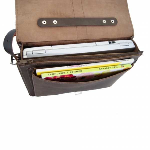 Notebooktasche Hubble aus braunem Bio-Leder Notebooktasche Hubble aus braunem Bio-Leder